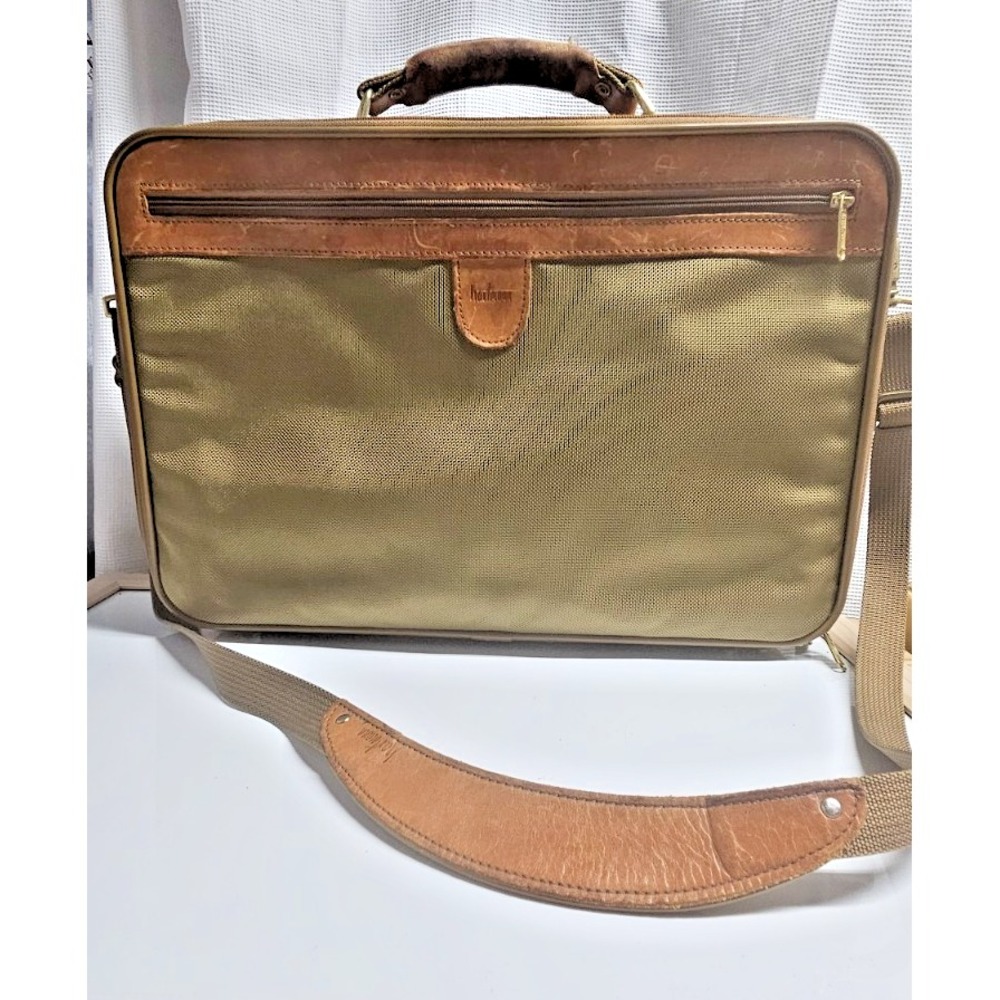 Vintage Hartmann leather‎ tweed footed briefcase w/shoulder strap